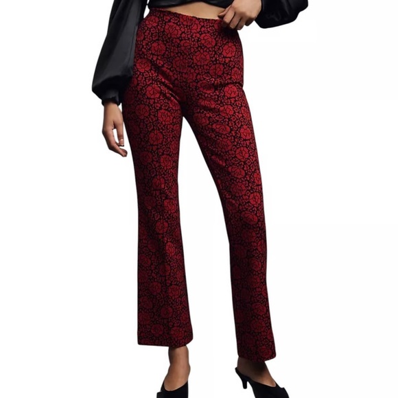 Maeve by Anthropologie The Margot Kick-Flare Cropped Pants in Red Size XS - Picture 4 of 15
